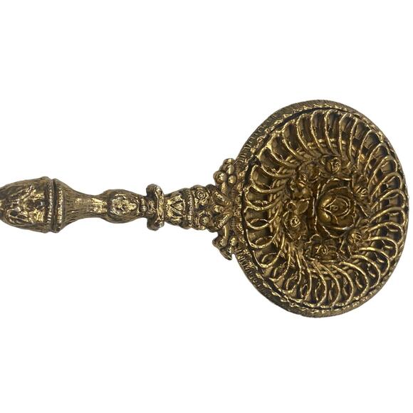 Antique Gilt Scrolled Roses Flapper Small Handheld Mirror Old Hollywood Art Deco - Picture 10 of 12